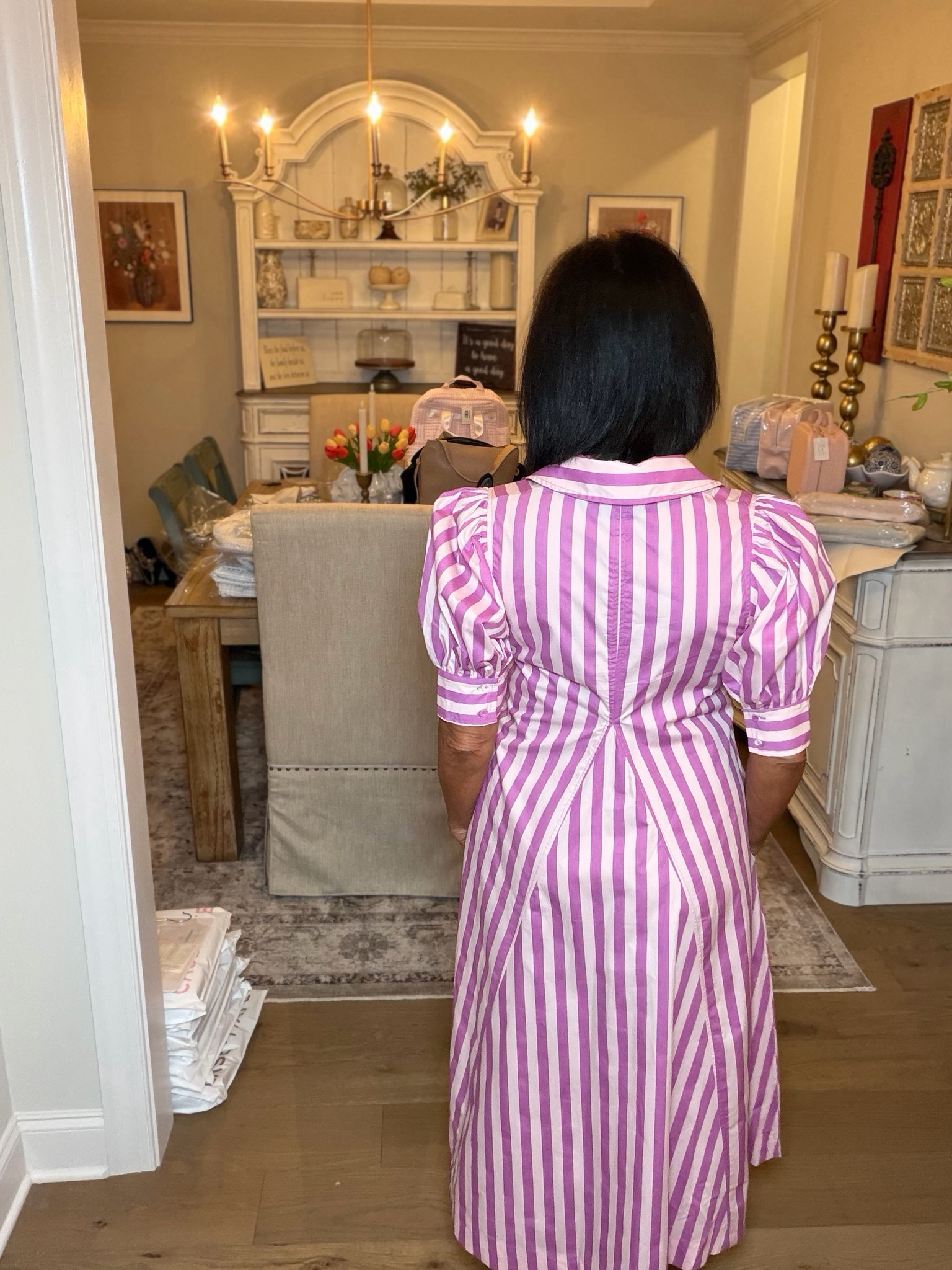 Lavender Stripe Midi Dress