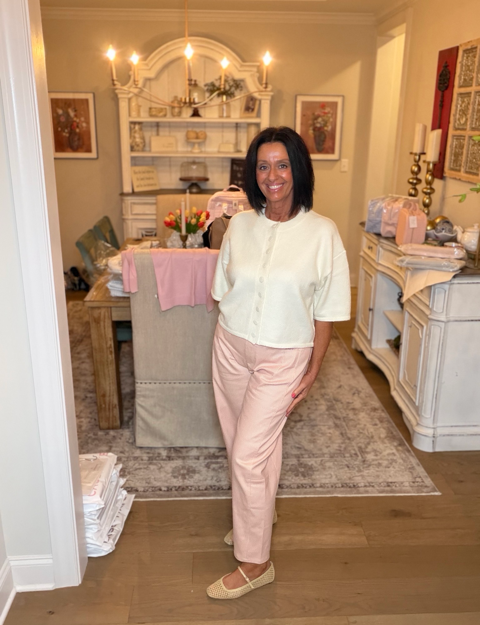 taupe Striped Pants