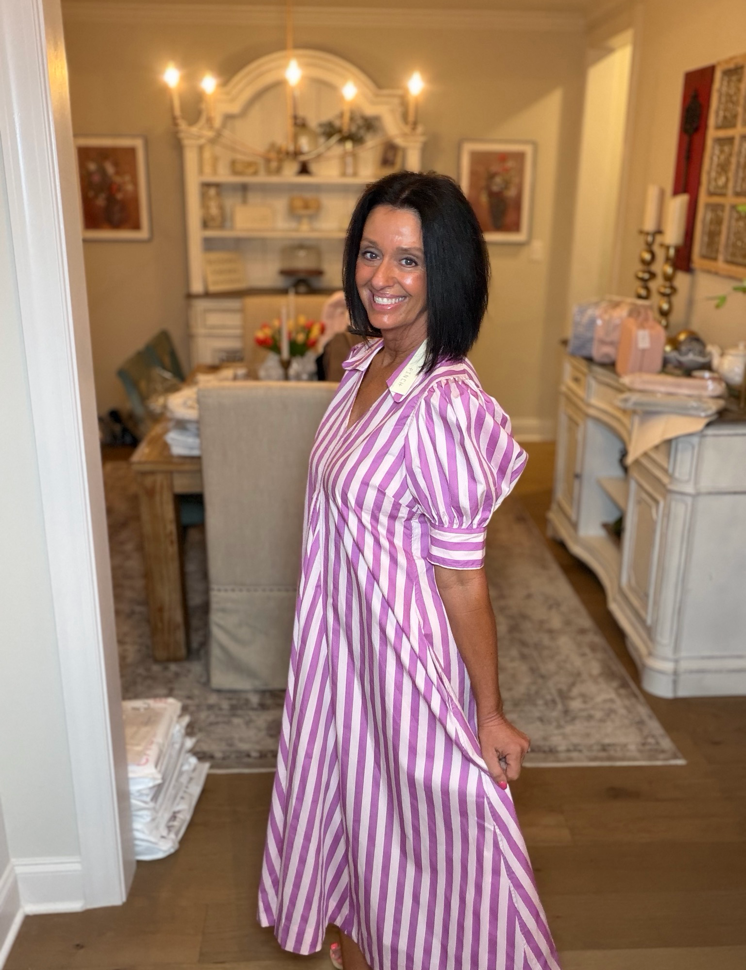 Lavender Stripe Midi Dress