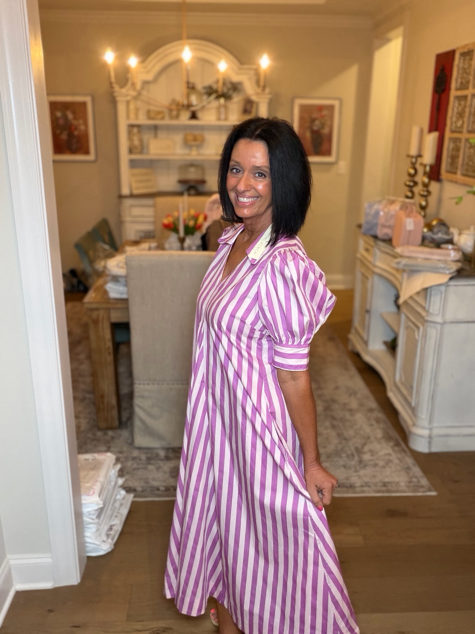 Lavender Stripe Midi Dress