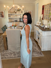 Blue Gingham Midi Maxi Dress