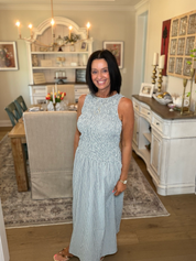 Blue Gingham Midi Maxi Dress