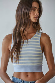 S1107 | Knit Seamless Ribbed Striped Racerback Brami