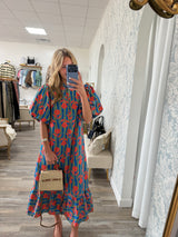 Karlie Floral Puff Sleeve Midi Dress