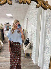 Polka Dot Satin Midi Skirt