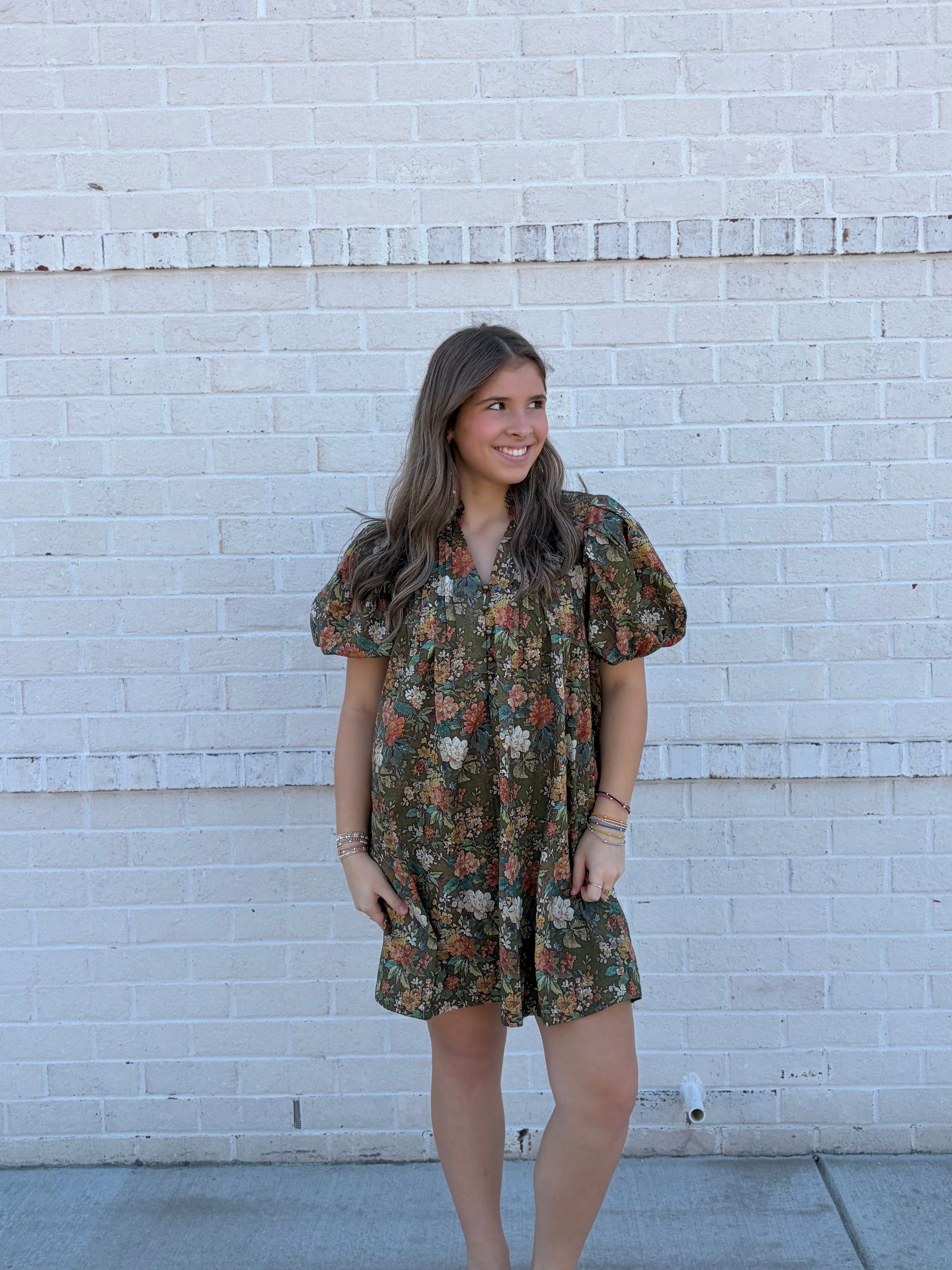 Olive Floral mini Dress