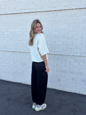 Button Down Short Sleeve Sweater