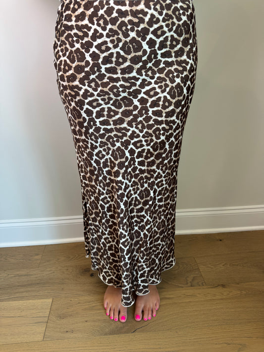 Cheetah Print Silky  Slip Skirt