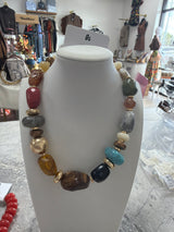 Marble Stone Accent Multi Shaped Necklace