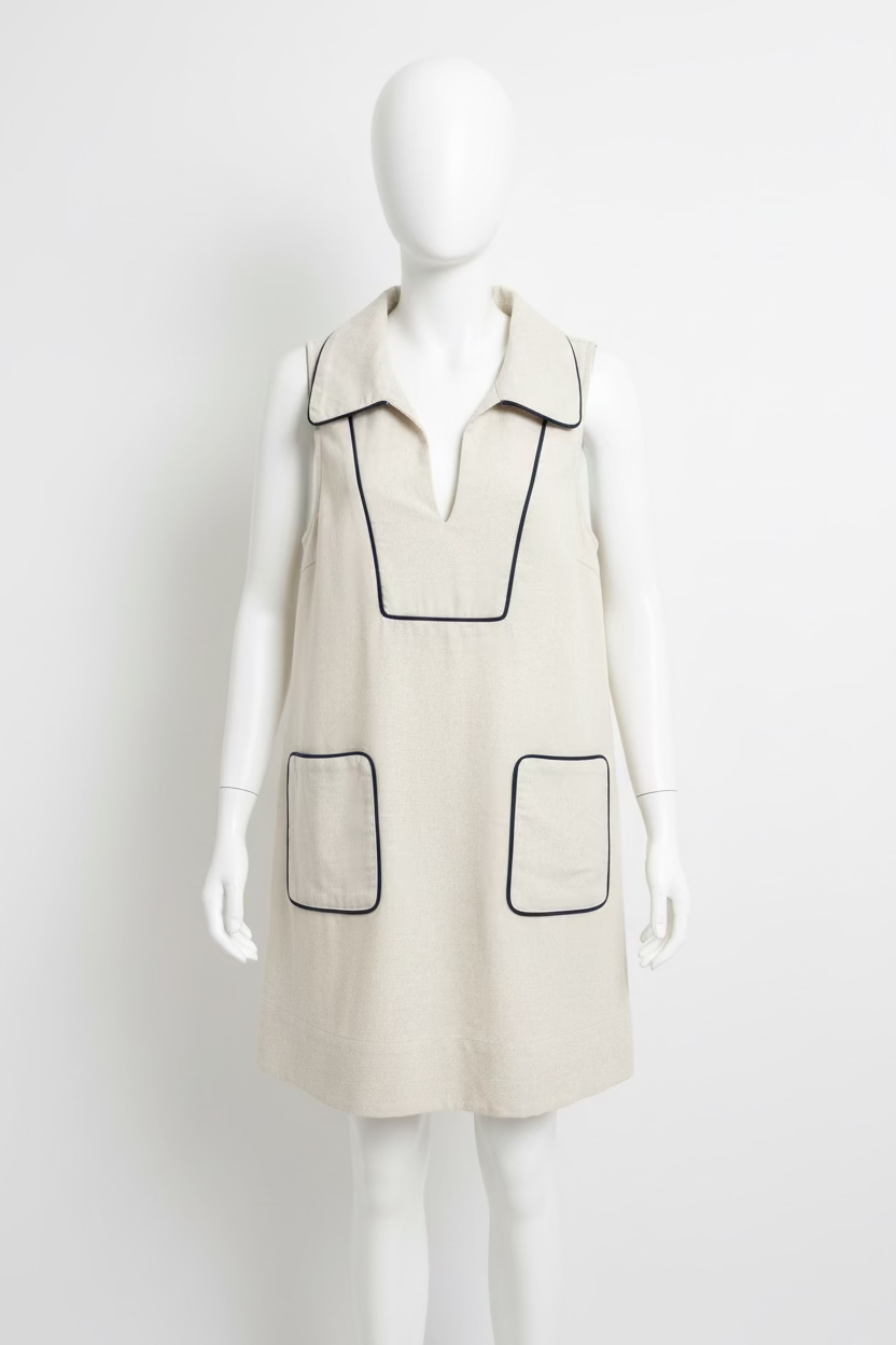 Sleeveless mini dress in oatmeal