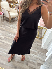 Satin spaghetti strap top available in 3 colors