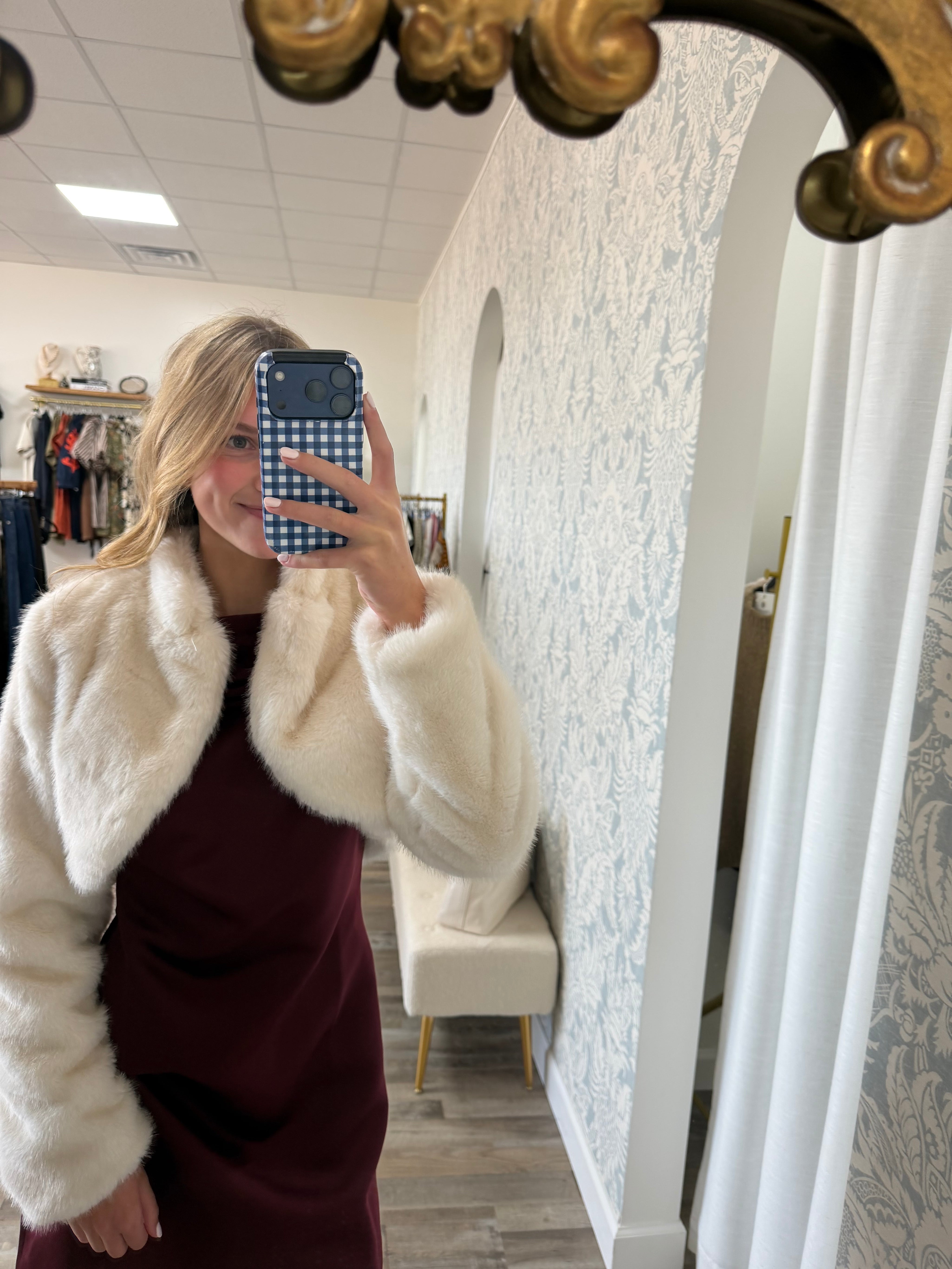 Ivory Faux fur Bolero Jacket