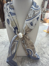 Blue/Gold Long Scarf Necklace
