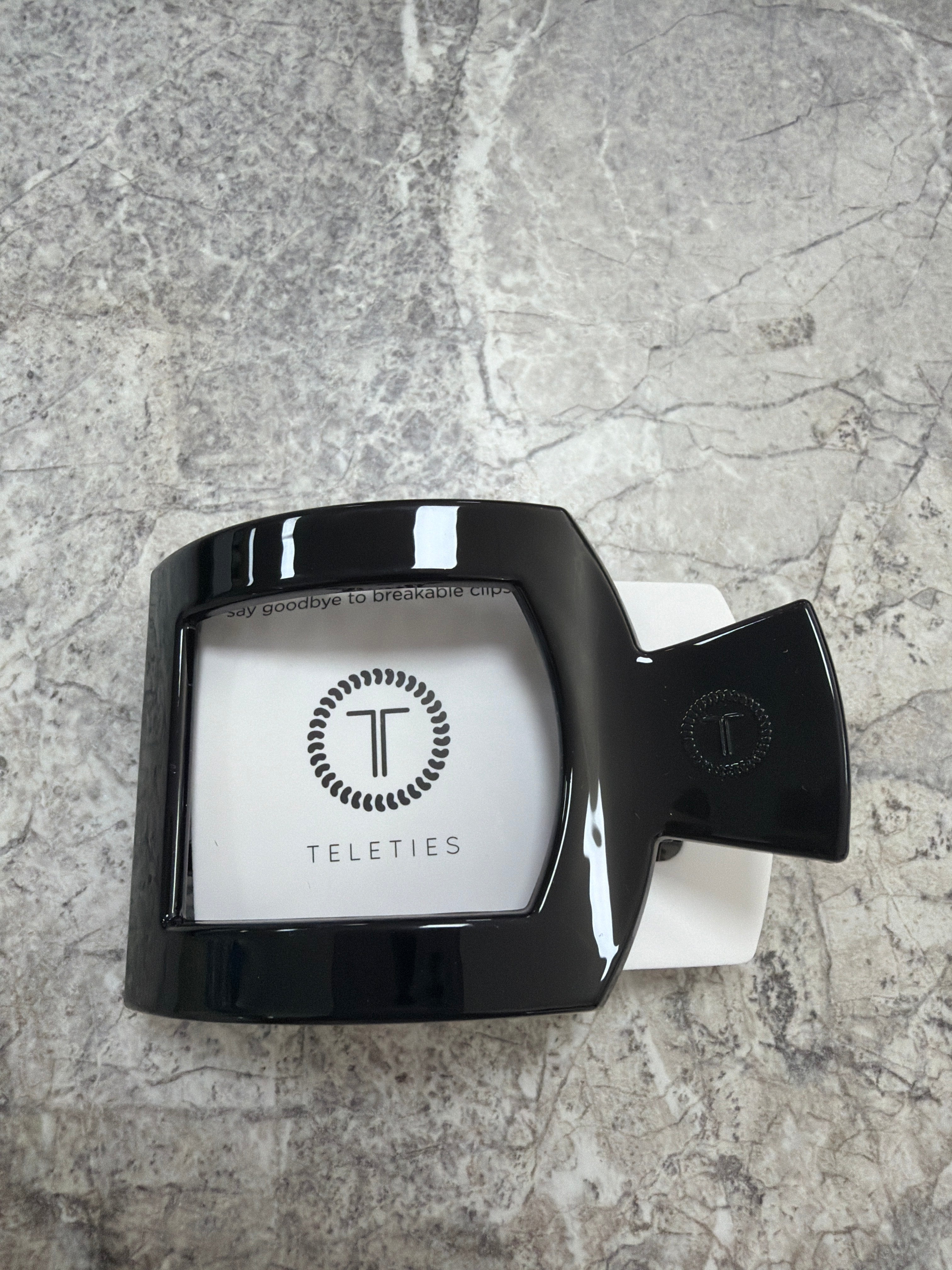 Teleties black small flat square hair clip