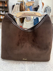 Brown suede bag with gold studs