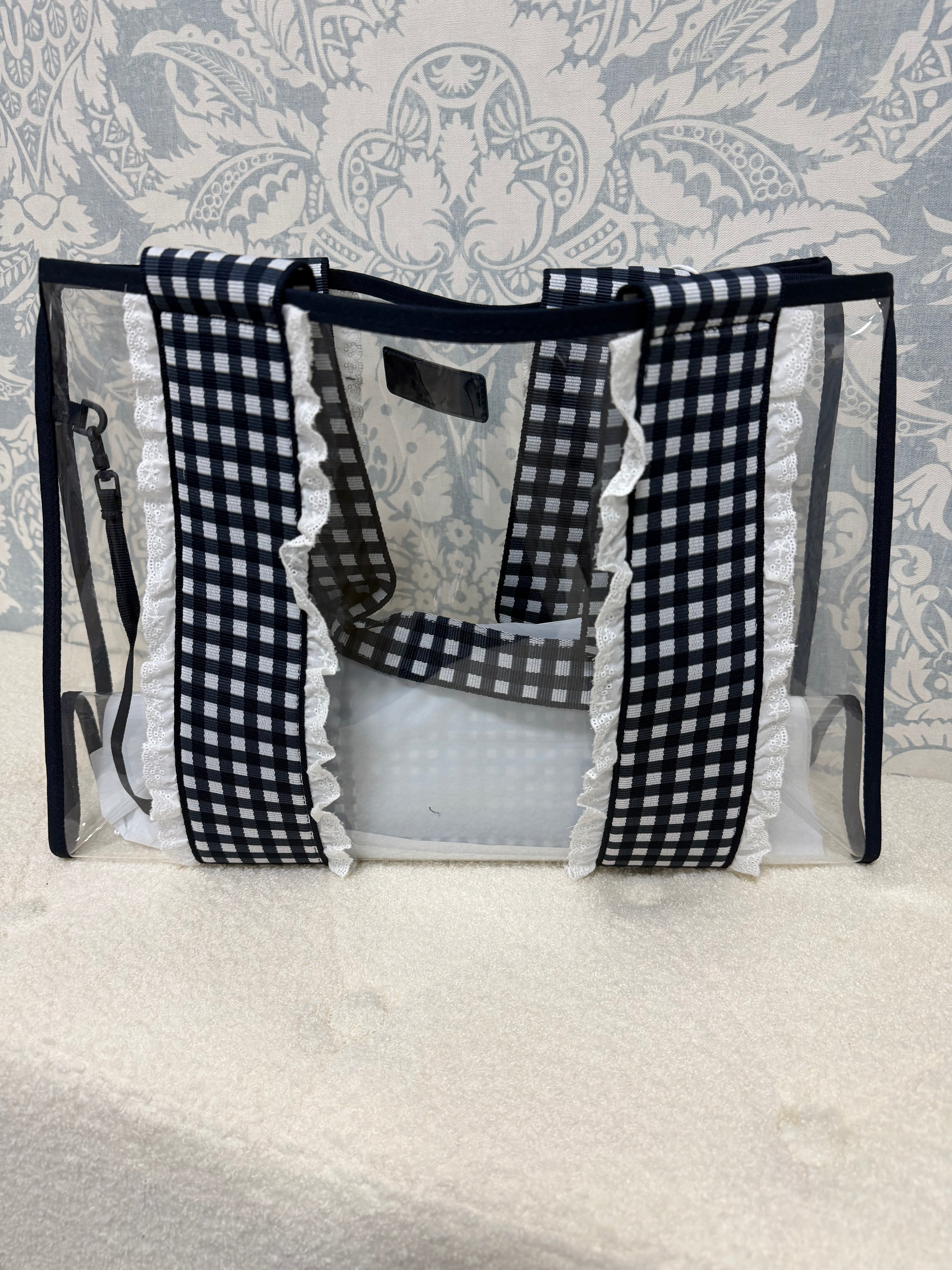 Case-mate navy gingham jelly tote bag