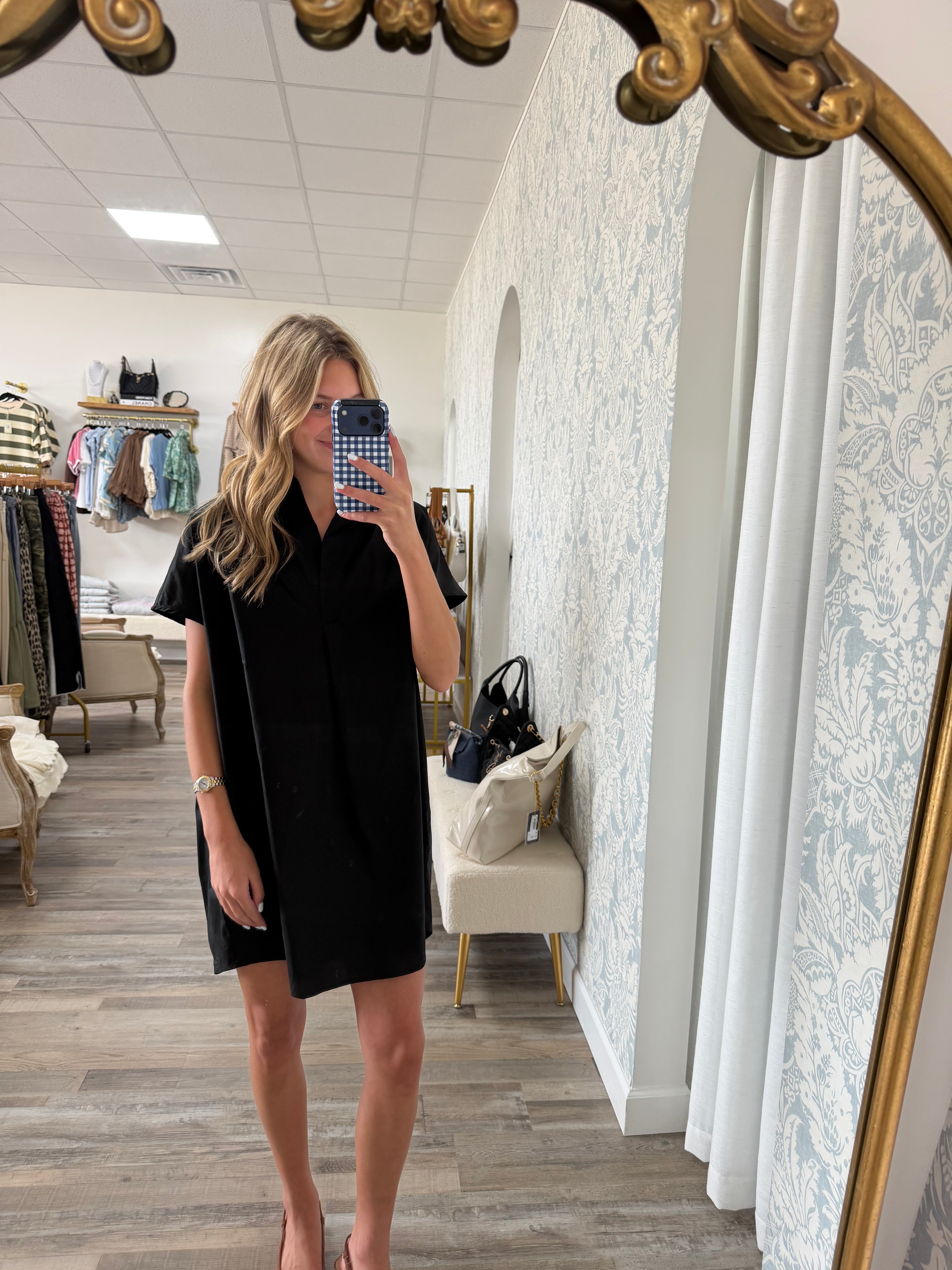 Karlie Everyday Black Shift Dress
