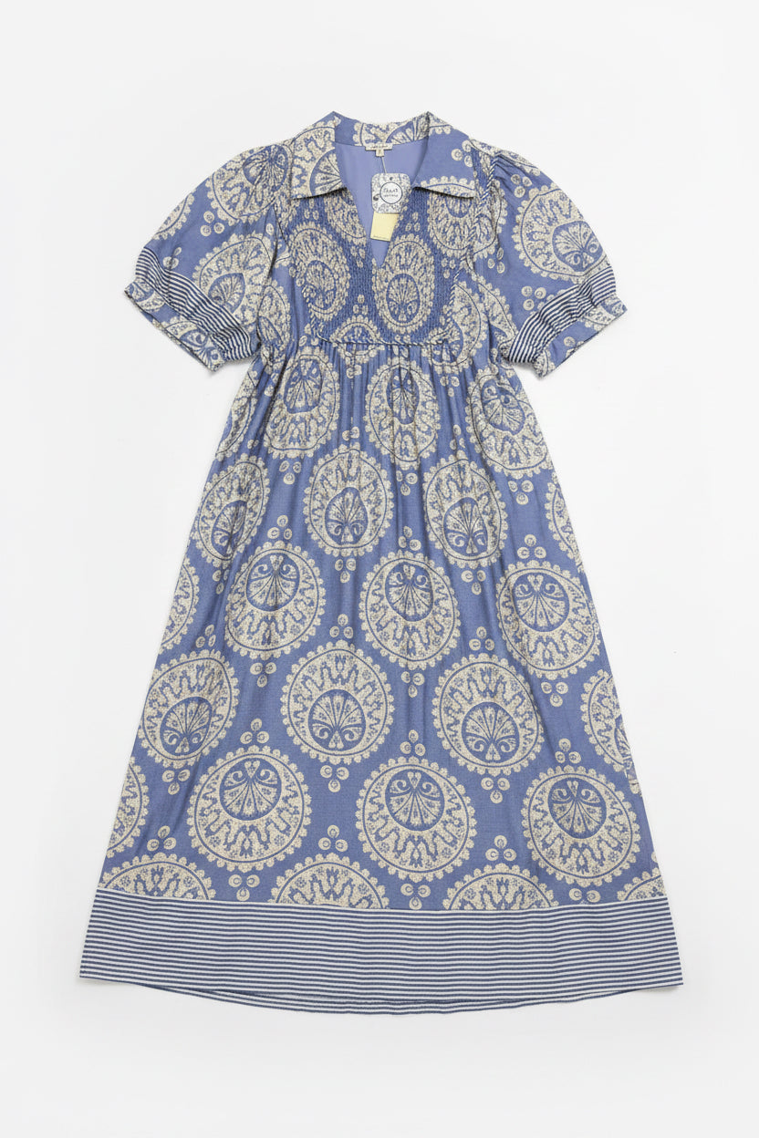 Periwinkle pattern midi dress