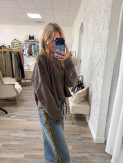 Denim with leopard detail pant
