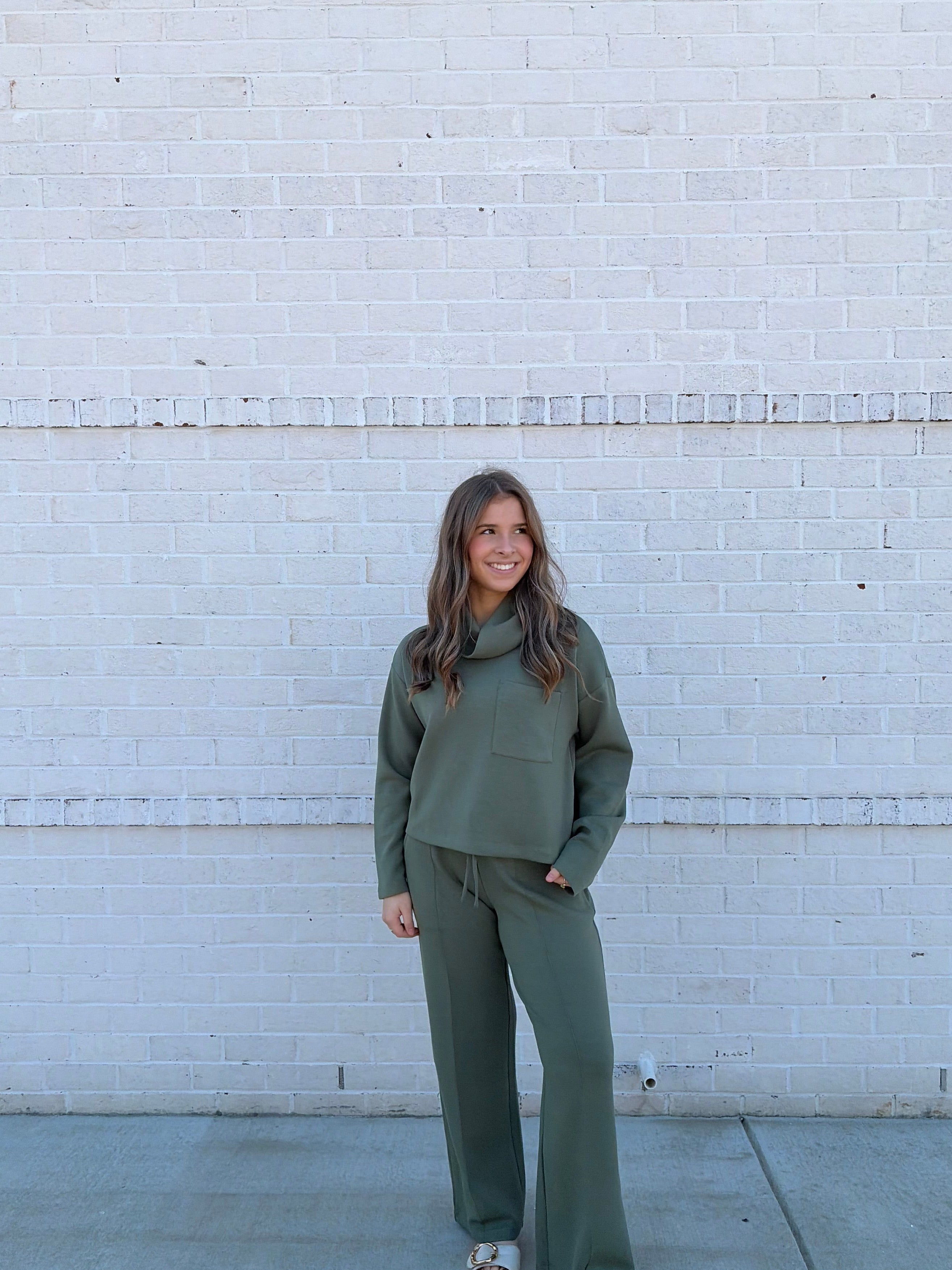Olive Straight Leg Pant Set