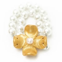 Hidden Truth Pearl Double Strand with Dogwood Flower Bracelet