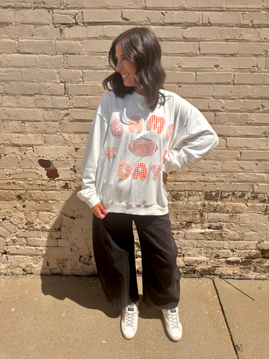 Game Day Patchwork Long Sleeve Crewneck Top