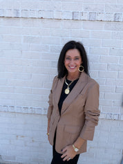 Ruched Sleeve Faux Leather Blazer