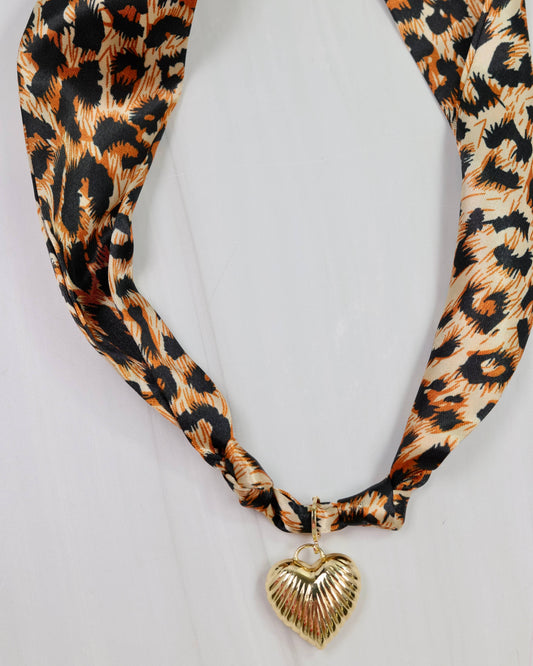Lillie Scarf Charm Necklace LEOPARD