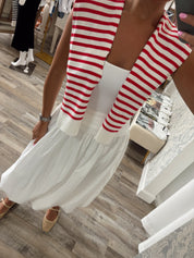 Make A Statement White Bubble Midi Skirt