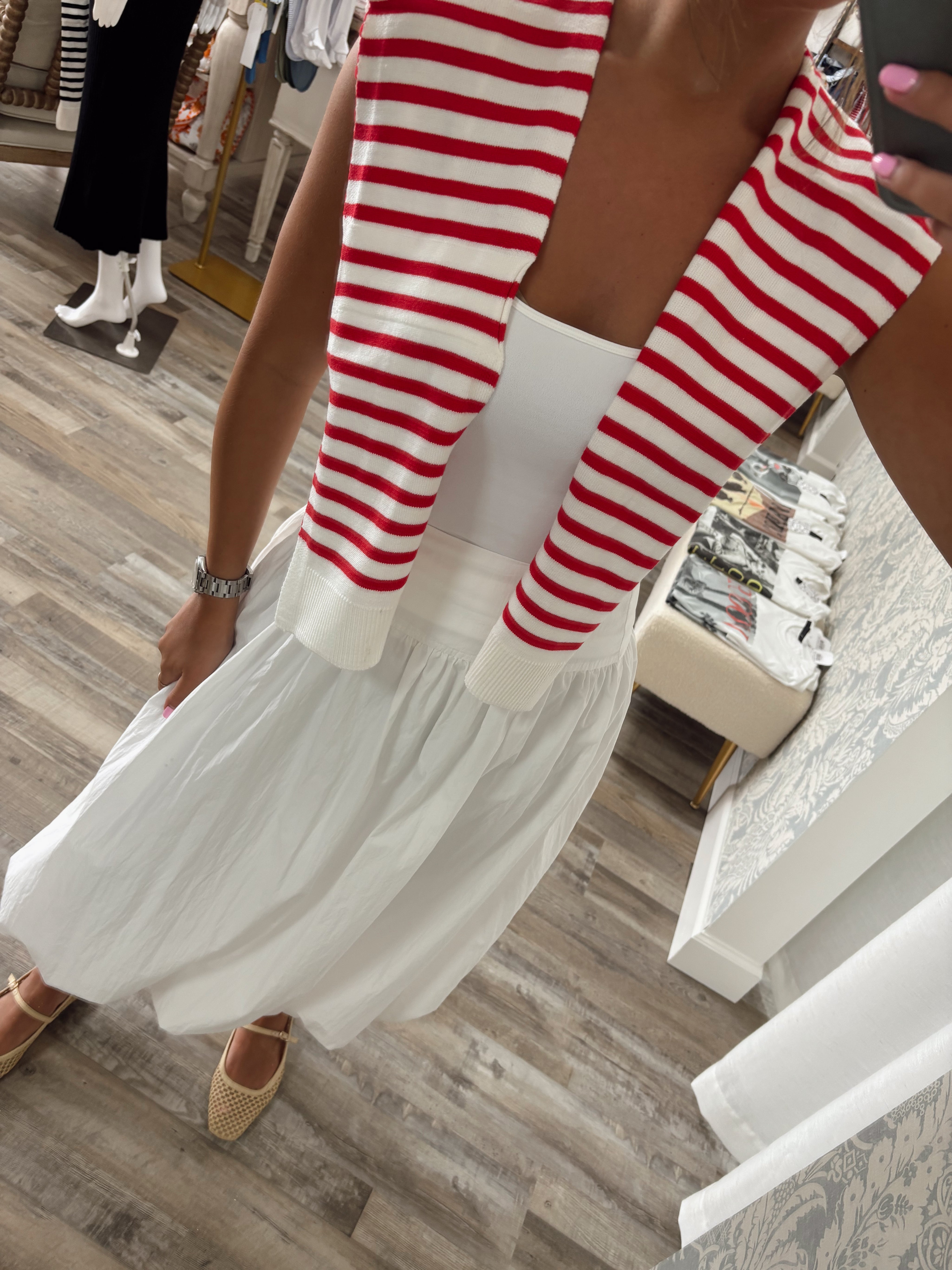 Make A Statement White Bubble Midi Skirt