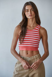 S1107 | Knit Seamless Ribbed Striped Racerback Brami