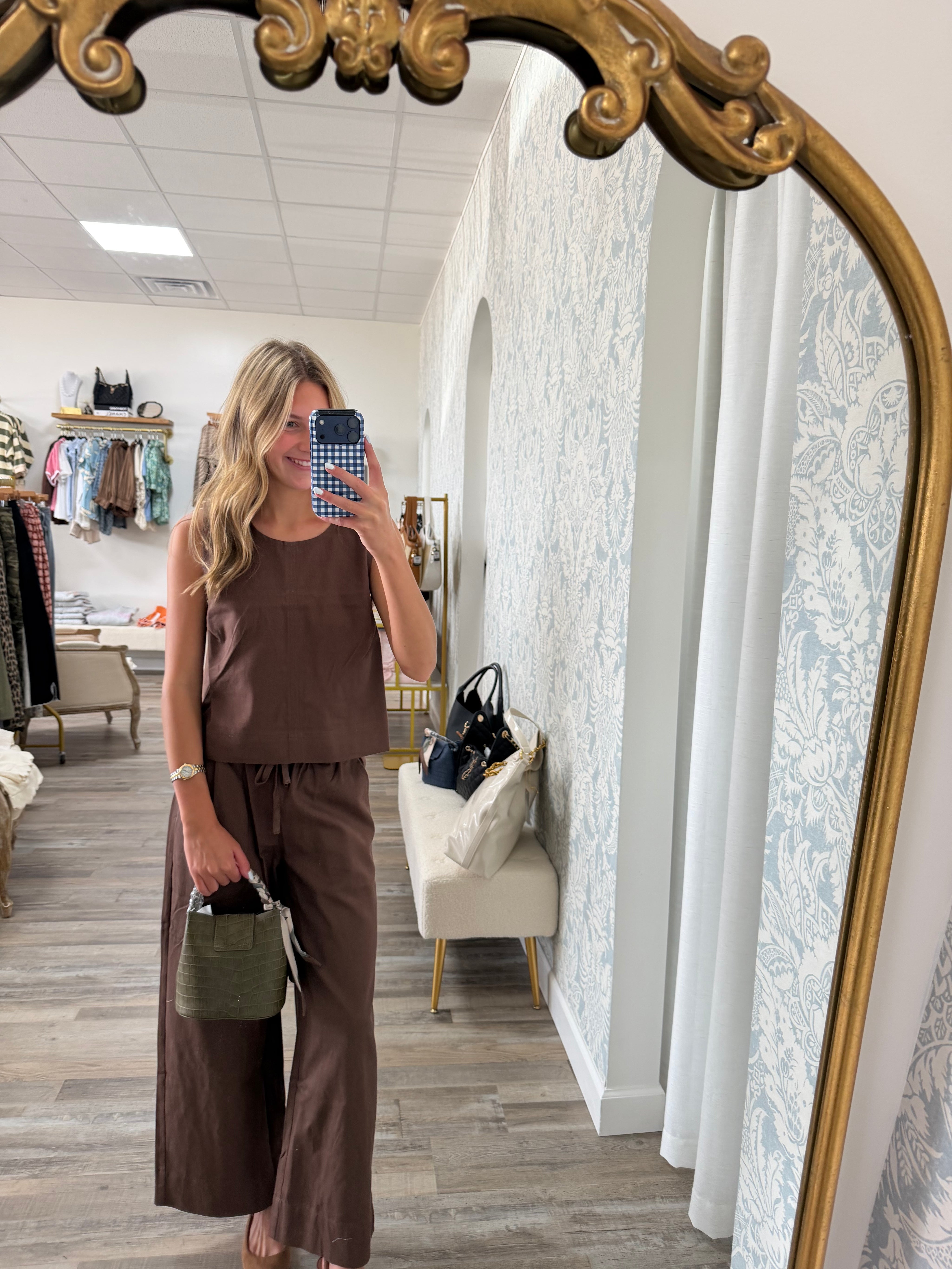 Karlie Chocolate Brown Wide Leg Pants