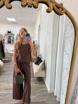 Karlie Chocolate Brown Wide Leg Pants