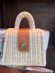 Ivory rattan petite Xbody handbag