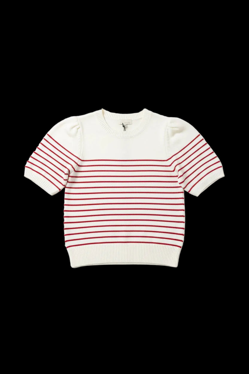 Red Striped Short Sleeve Sweater