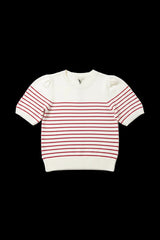 Red Striped Short Sleeve Sweater