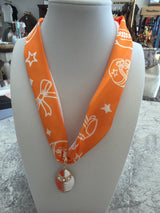 Orange/White Gameday Scarf Necklace
