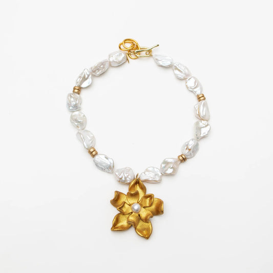 Hidden Truth Adjustable Baroque Pearls w/ Magnolia Pearl Blossom Necklace