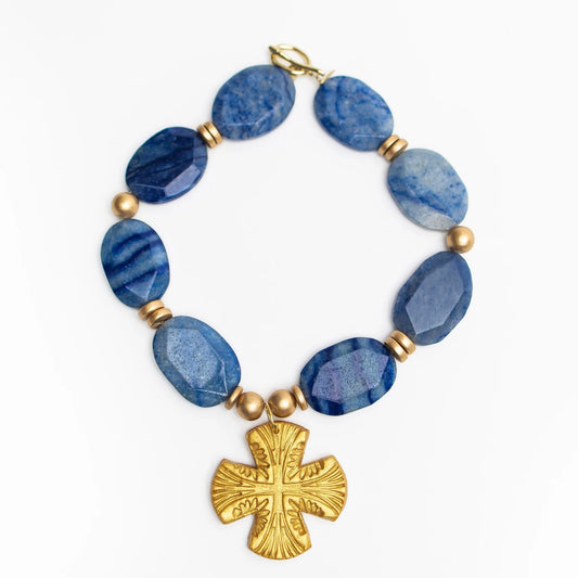 Hidden Truth Blue Adventure Nuggets with Martha Cross Necklace