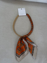 Dark Orange/Gold Silk Scarf Wrapped Collar Necklace