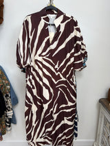 Brown printed maxi dress plus size