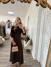 The Satin & Sweater Midi Dress