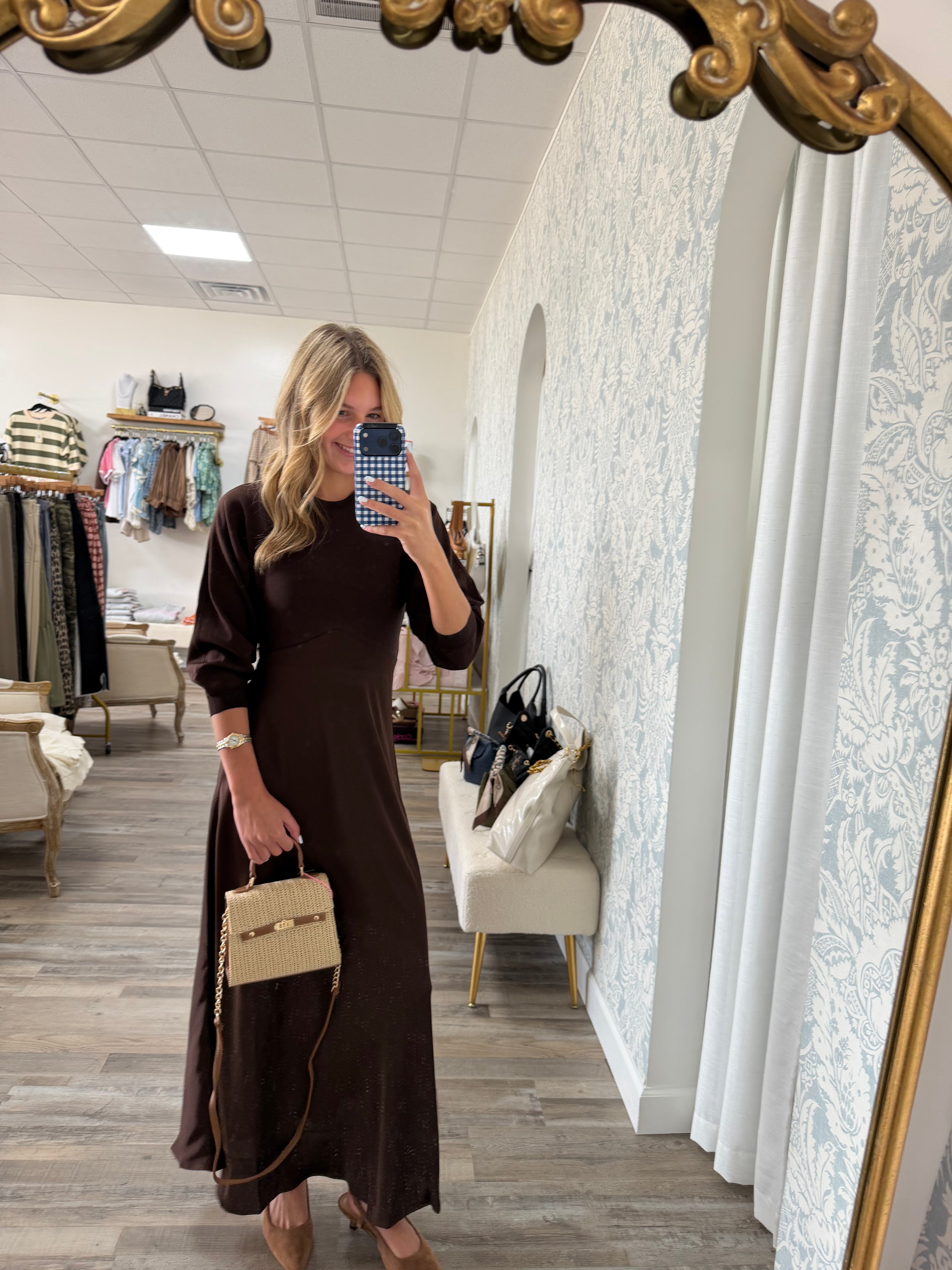 The Satin & Sweater Midi Dress