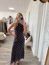 Blue Dot Chocolate Midi Dress