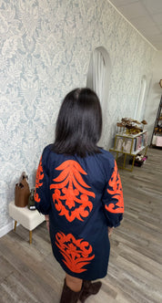 Navy/orange short dress