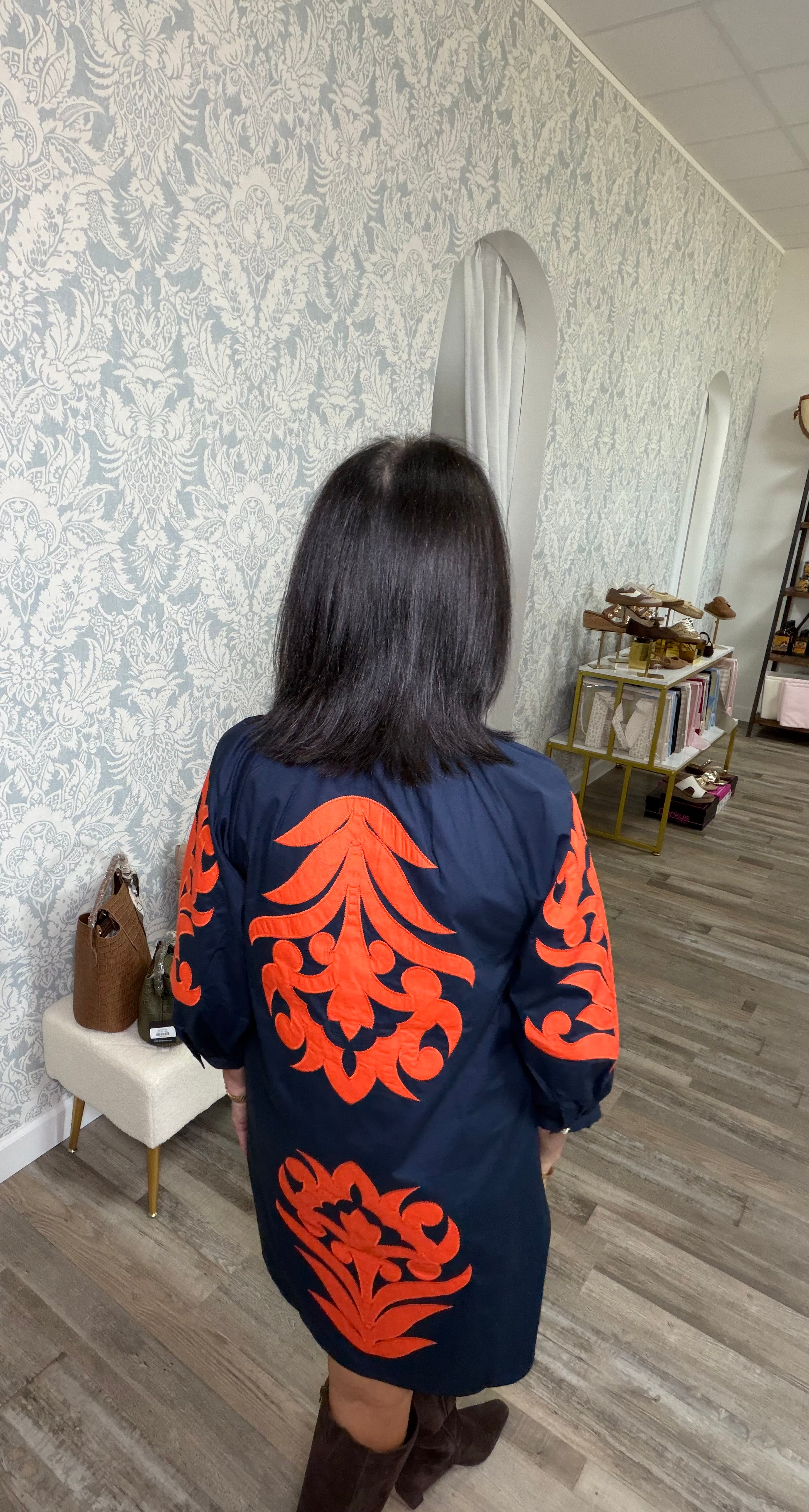 Navy/orange short dress