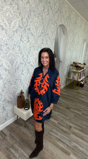 Navy/orange short dress