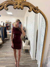 Burgundy Satin Back Cowl Mini Dress