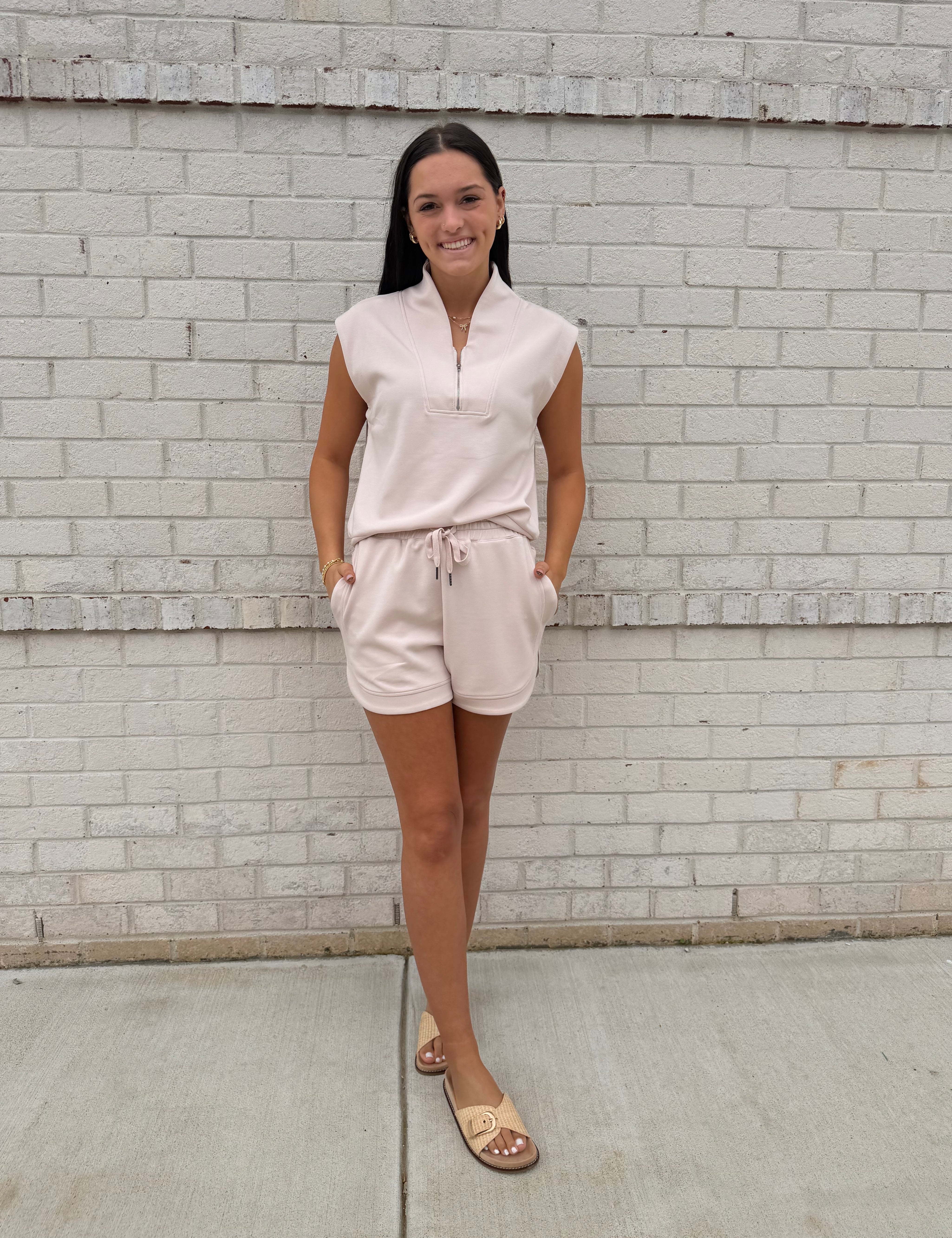 Lounge Shorts Set also in cream color