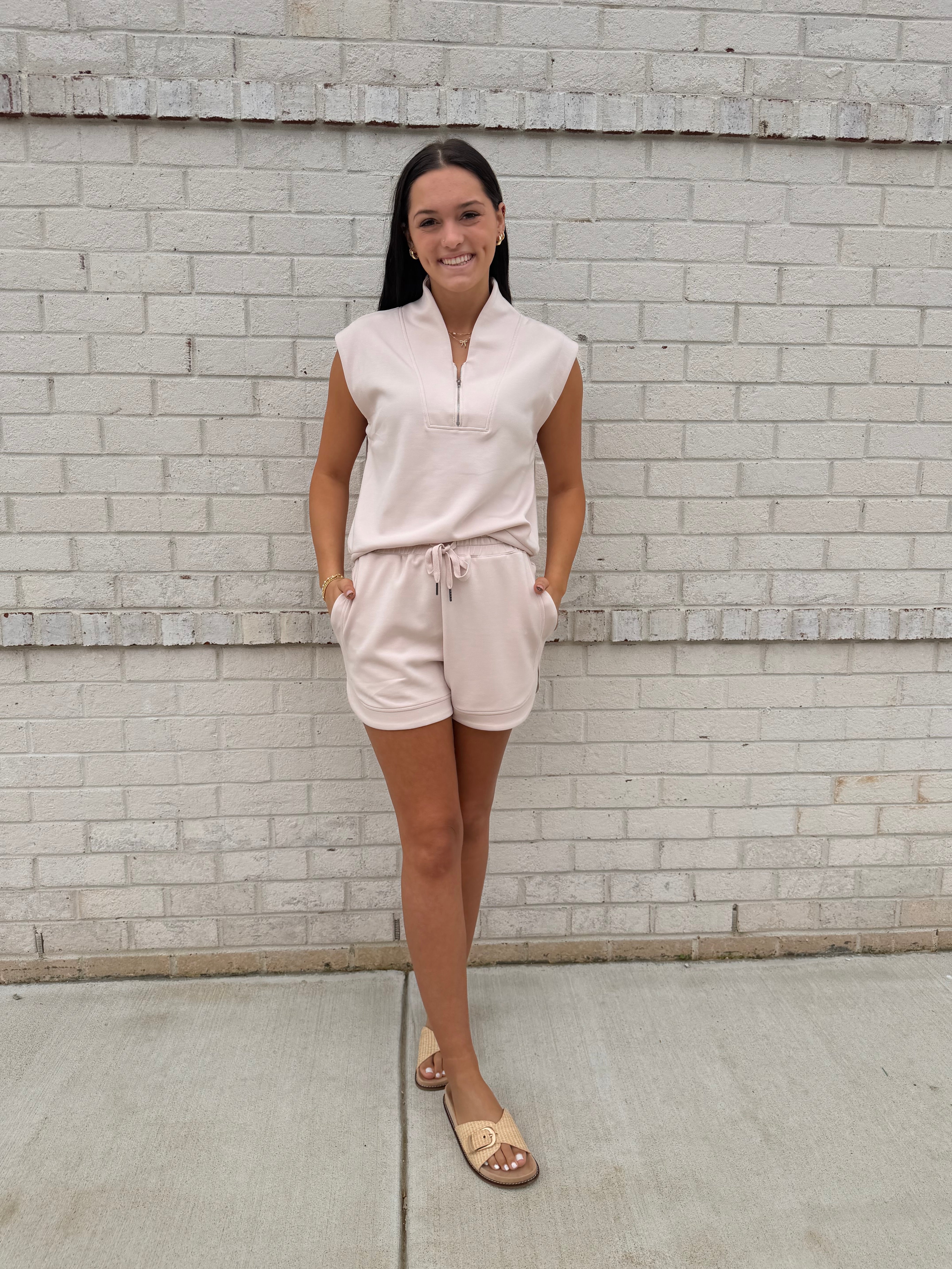 Lounge Shorts Set also in cream color